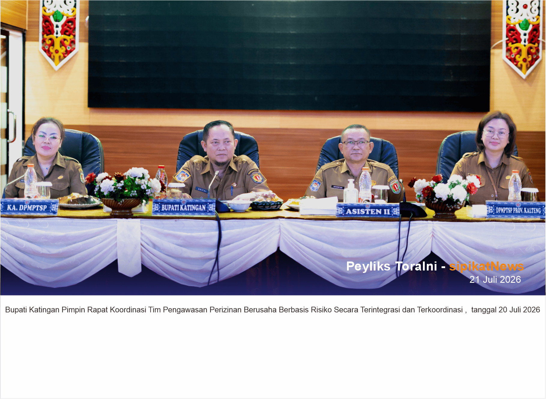 Bupati Katingan Pimpin Rapat Koordinasi Tim Pengawasan Perizinan Berusaha Berbasis Risiko Secara Terintegrasi dan Terkoordinasi